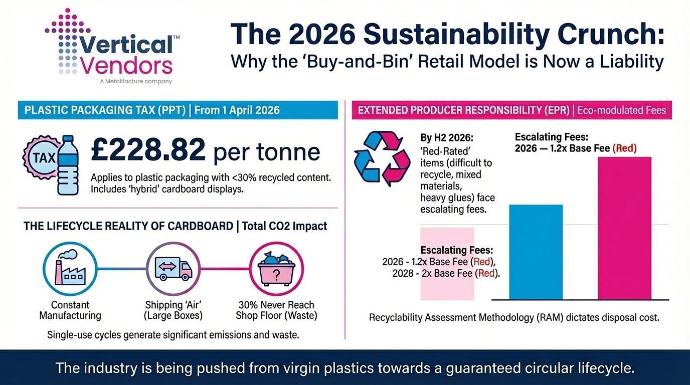 A professional infographic-style image showing a digital scale weighing a plastic component against a metal one, with the text 