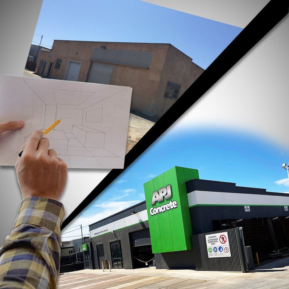 A Person is Drawing a Picture in Front of a Building That Says Papy Concrete — Bluey's Signs in Ciccone, NT