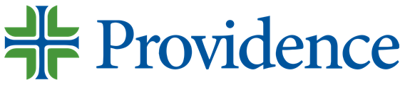 The providence logo is blue and green and has a cross on it.