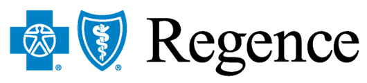 The regence logo has a blue cross and a caduceus on it.