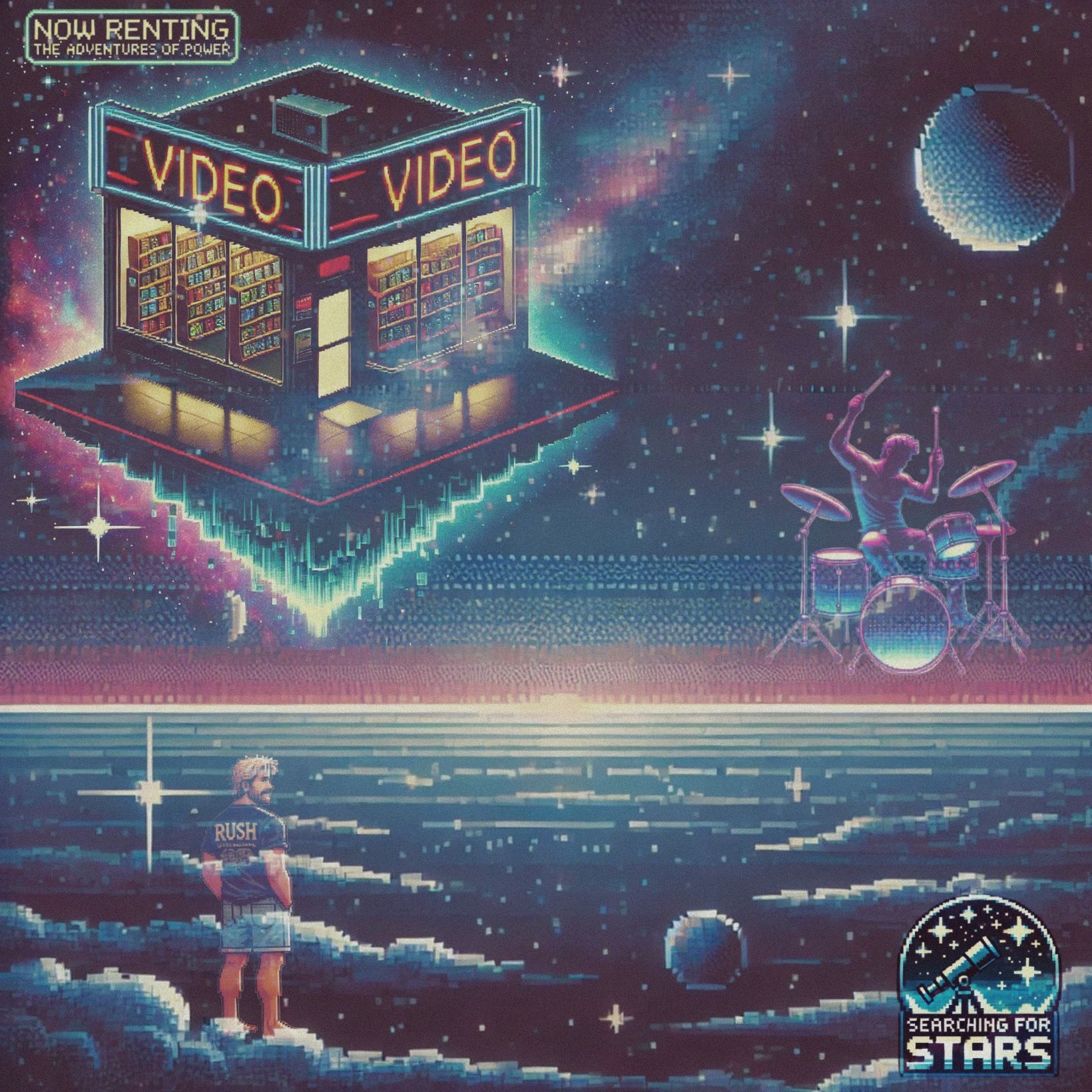 A Searching for Stars Cinematic Embers Music and Film inspired recollection of Adventures of Power, capturing Joy, absurdity, air-drumming, laughter and the way movies and music imprint themselves into memory.