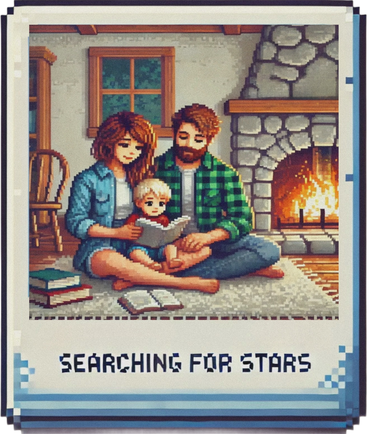 Searching For Stars - Paperback Galaxy - Tribute to Writings - Lauren NixonMatney - 8bit retro art