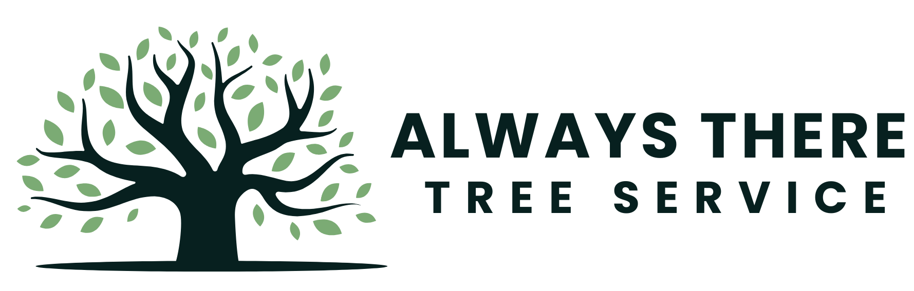 The logo for always there tree service shows a tree with leaves.