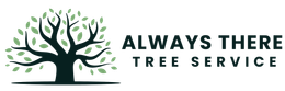 The logo for always there tree service shows a tree with leaves.