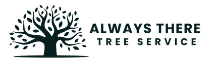 The logo for always there tree service shows a tree with leaves.