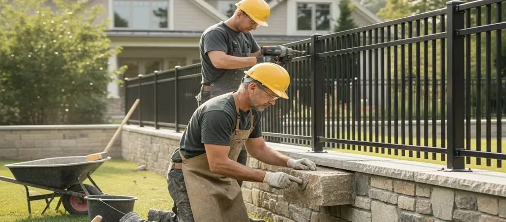 Masonry and fencing teamwork