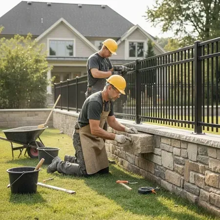 Masonry and fencing teamwork