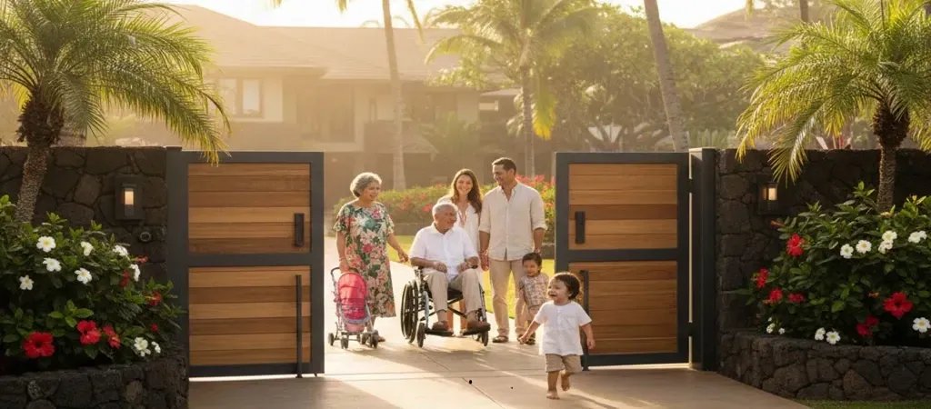 Hawaii multi-generational home entry gate