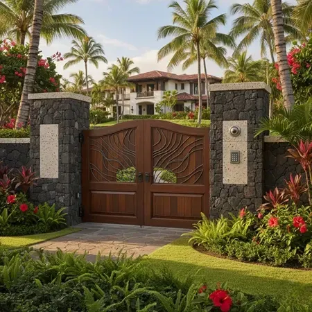 Island-style secure gate design Hawaii