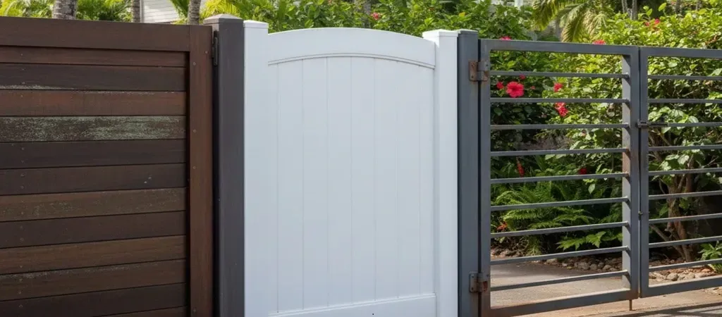 Oahu durable wood vinyl metal gates