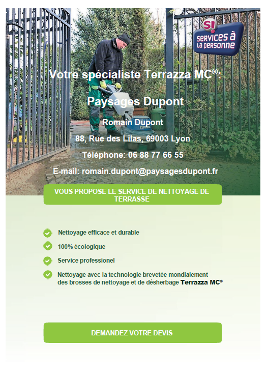 Recto de l’exemple de brochure personnalisée.