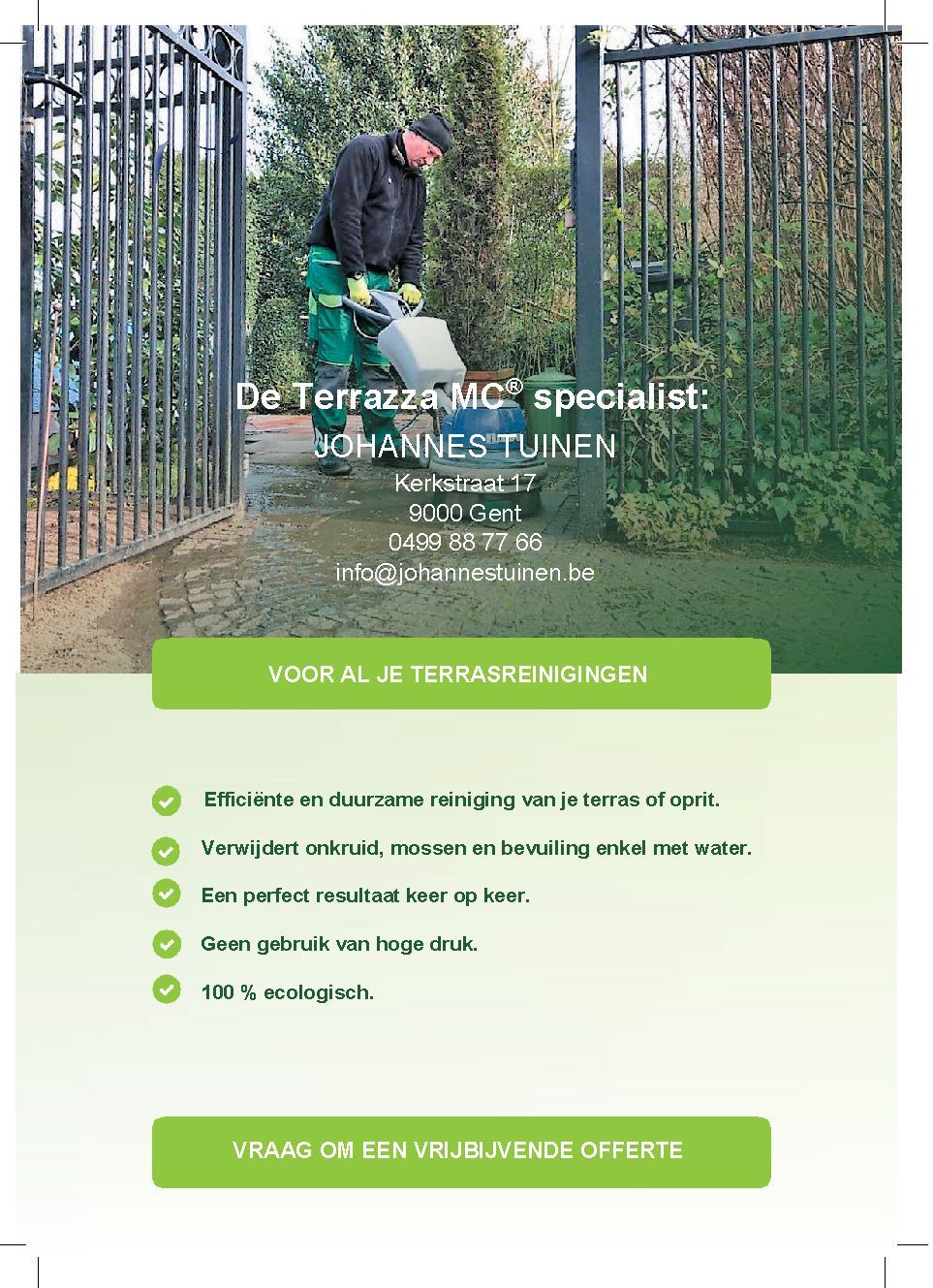 Front side of the example personalized brochure.