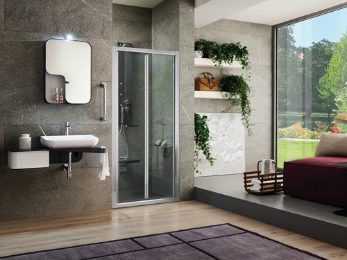 doccia con ante pieghevoli
