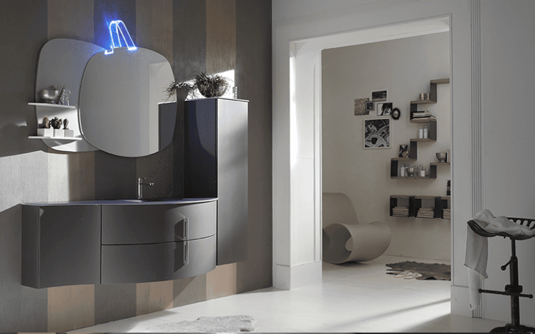 stanza con elementi di arredo moderni e minimal