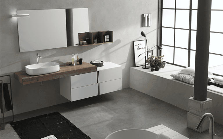 stanza da bagno con arredo moderno