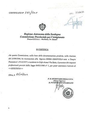 certificato estetista