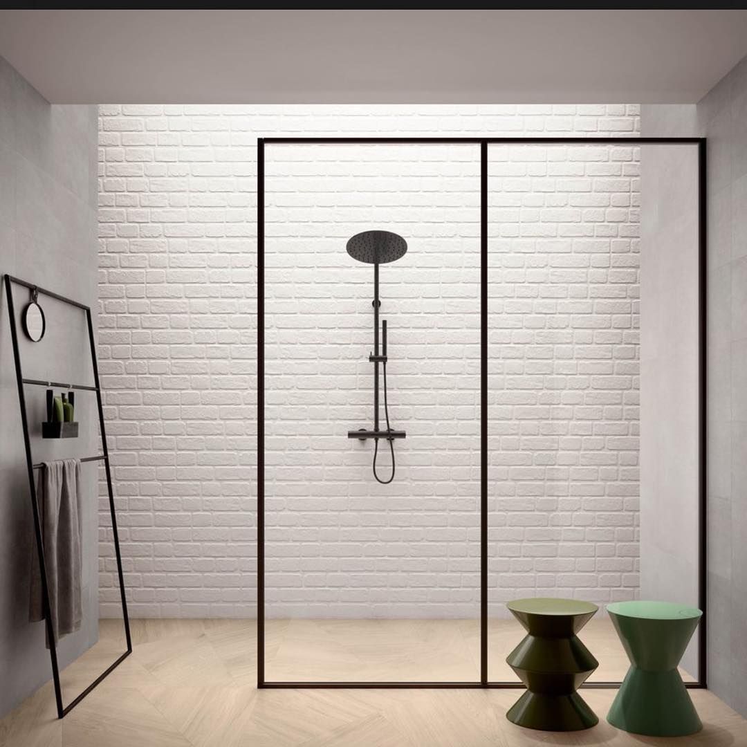 A Bathroom With a Shower , Stools and a Mirror — Dean Gray Tiling in Gold Coast, QLD