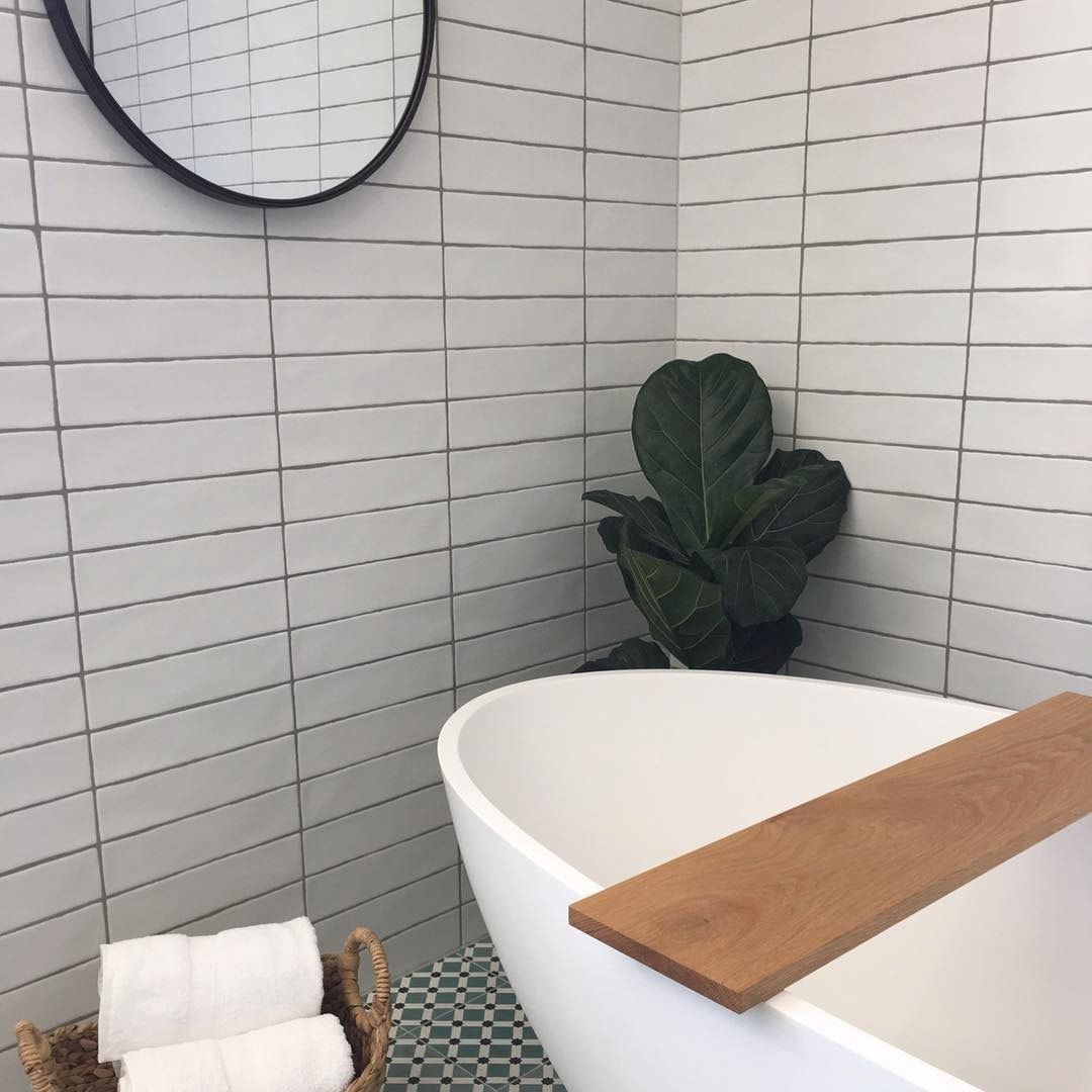 A Bathroom With a Tub and a Plant in the Corner — Dean Gray Tiling in Banora Point, NSW
