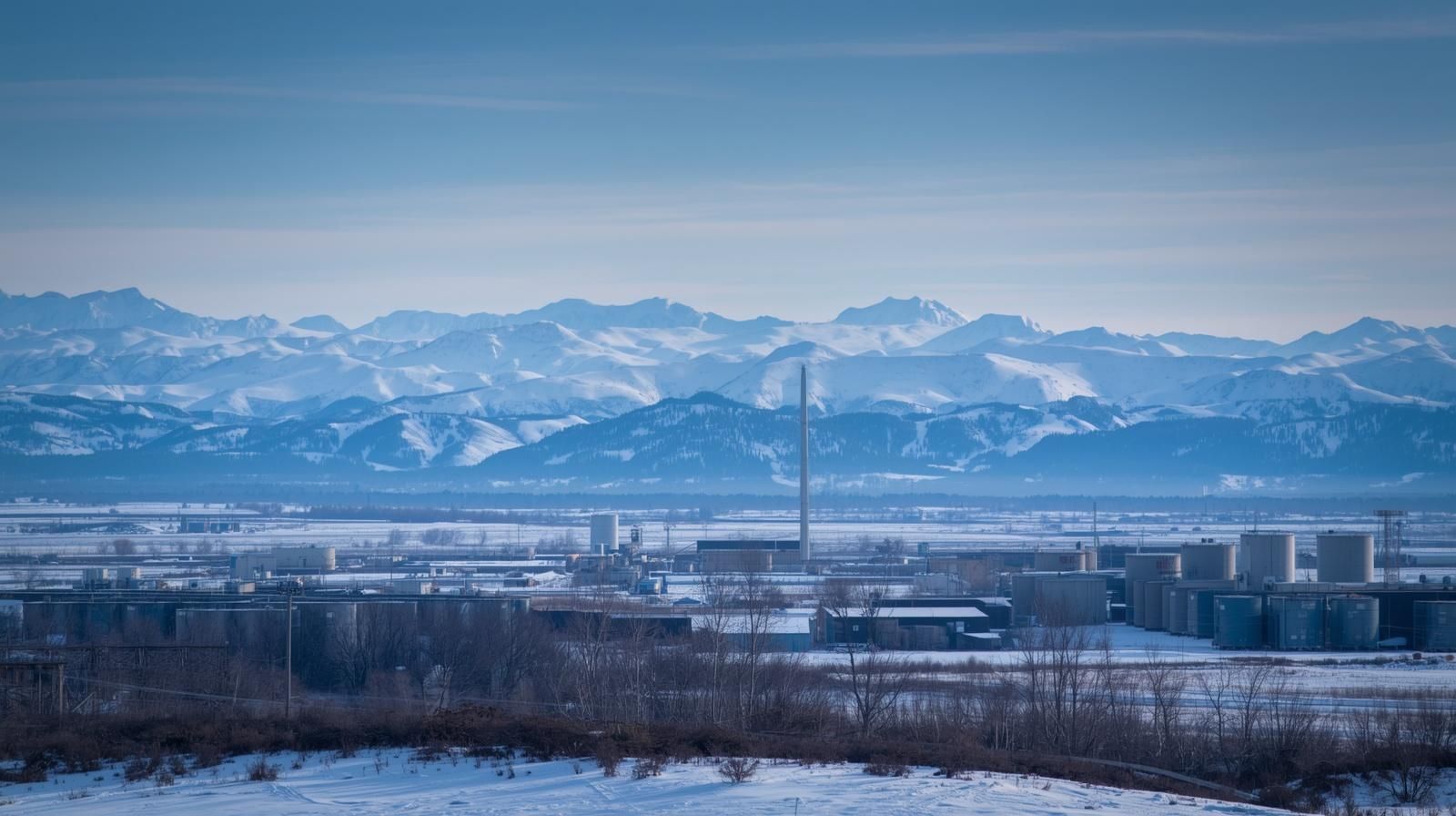 Salt Lake City winter landscape with snow-covered Wasatch Mountains in the background