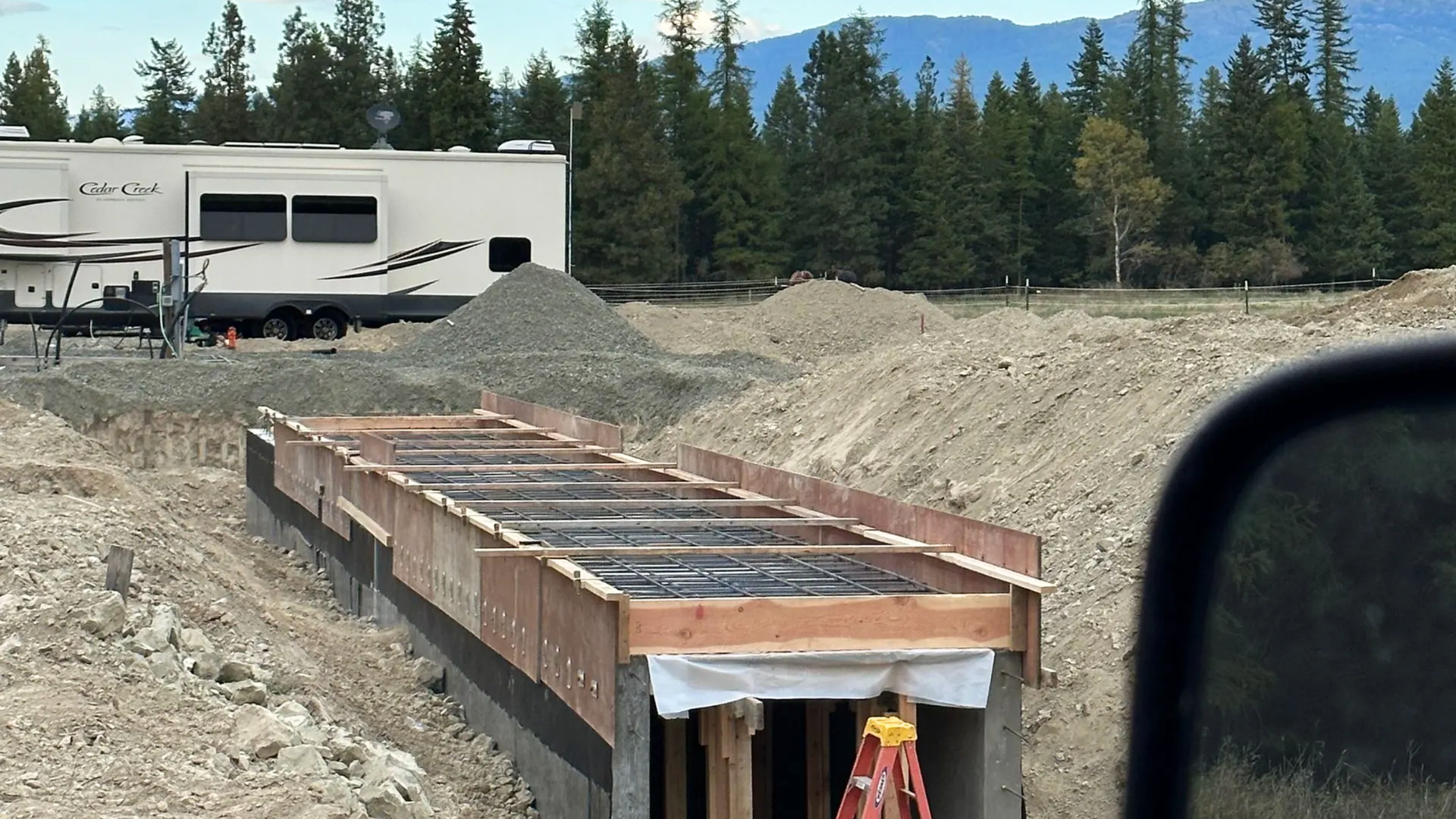 Concrete foundation installation for a commercial building in North Idaho.