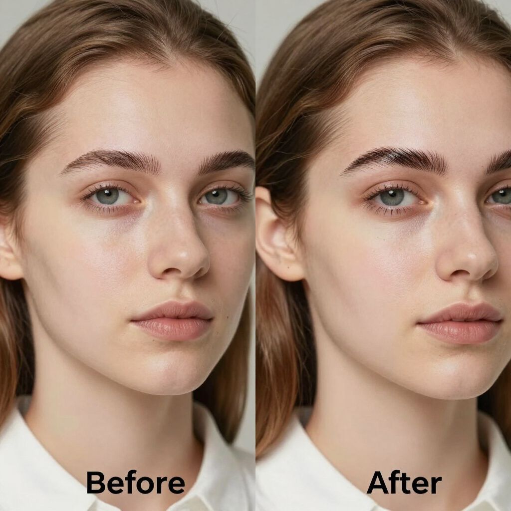 Before-and-after portrait of a person. The 