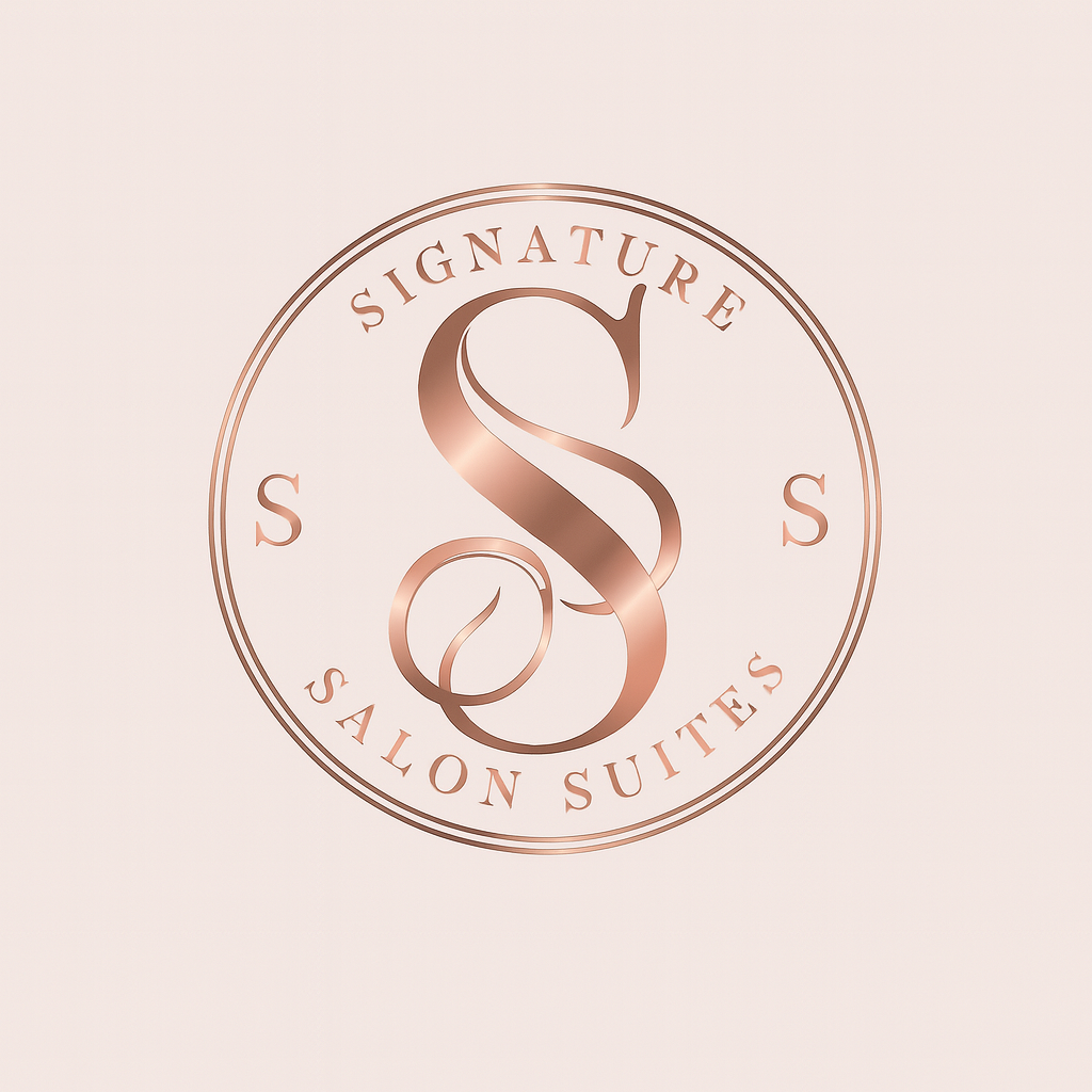Rose gold logo for Signature Salon Suites: 