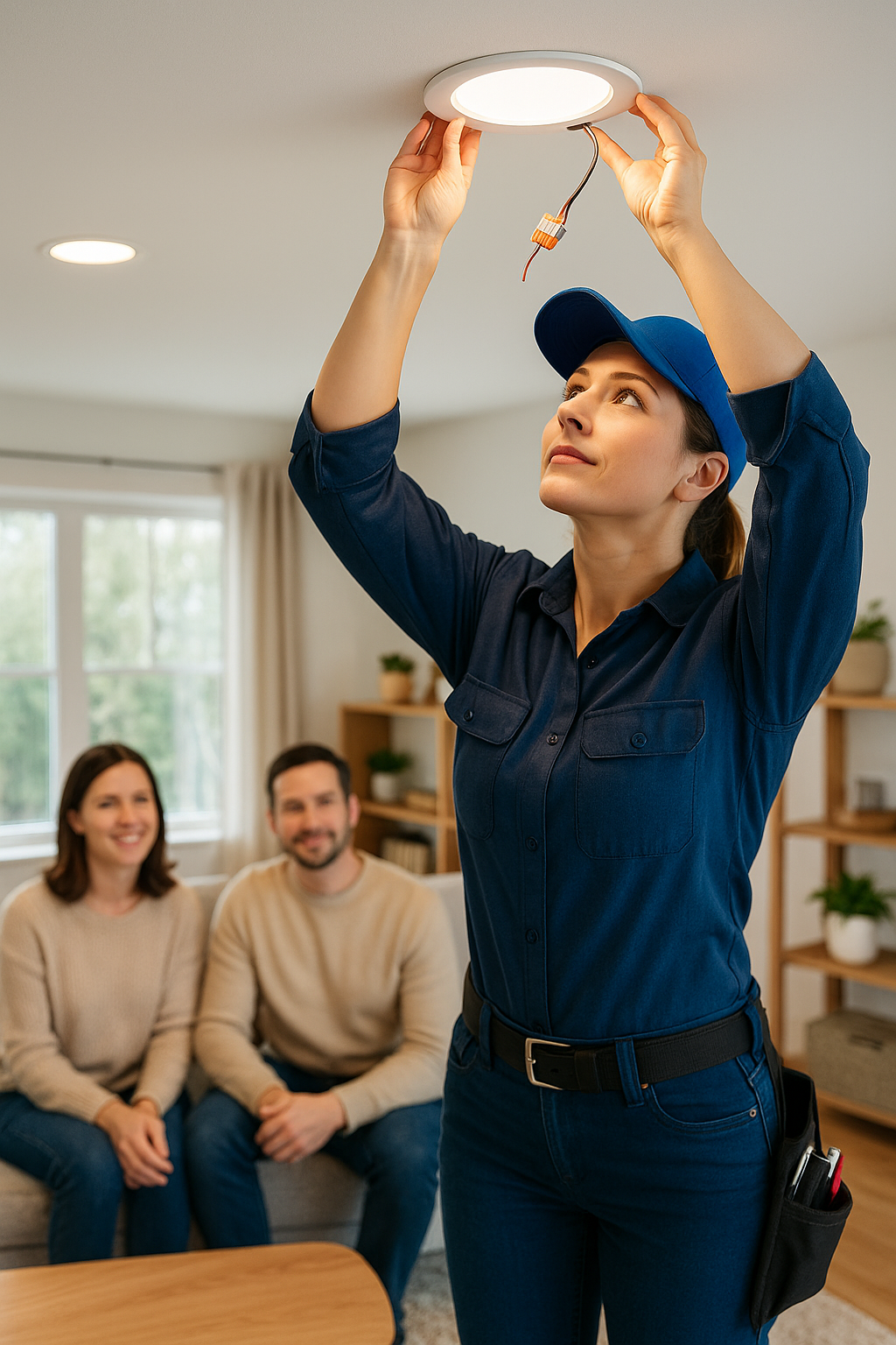 Alpha Electric LED bulb installation in a Milton home living room, highlighting energy savings and efficiency
