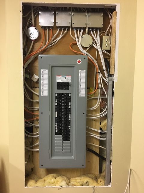 A electrical box with a lot of wires coming out of it
