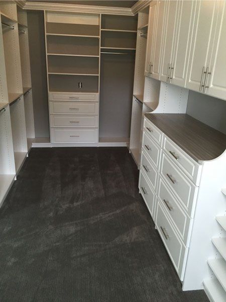 Custom Walk In Closet with Drawers and Shelving