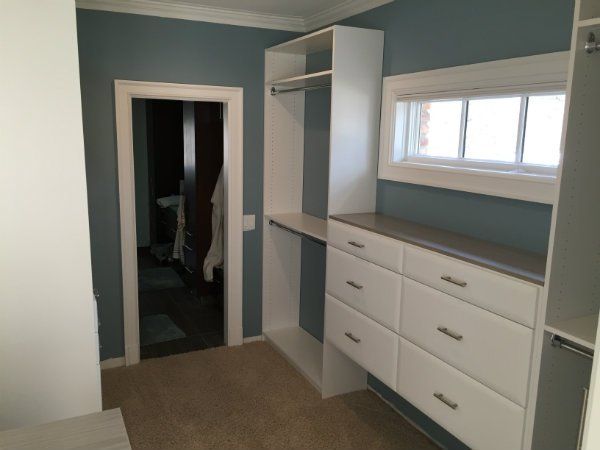 Custom Closet with Hanging Space and Drawers