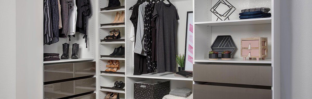 Two Color Walk In Master Closet System