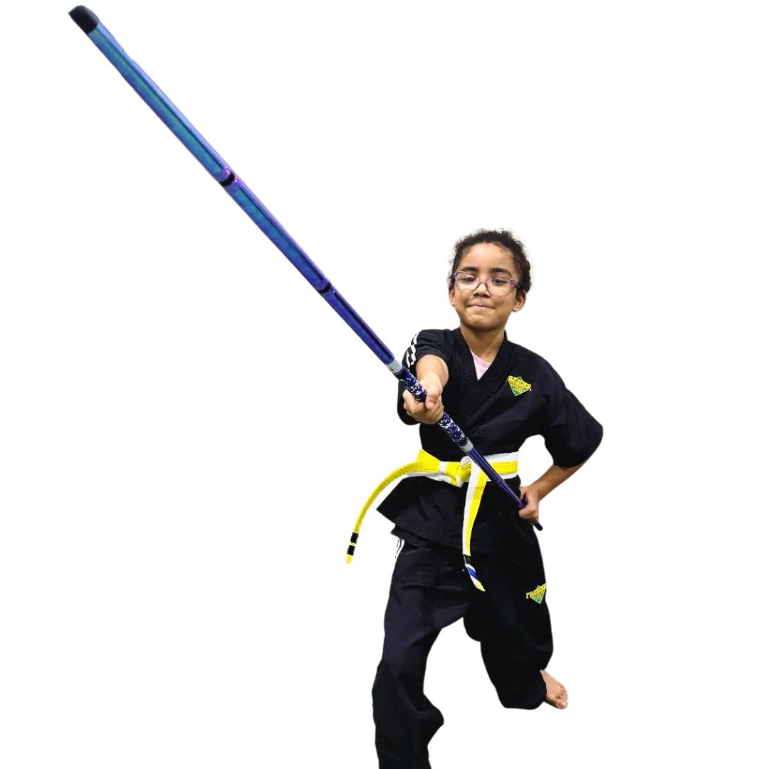 a group of children are practicing martial arts together .