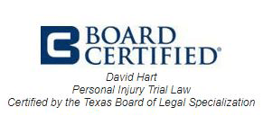The logo for board certified david hart personal injury trial law