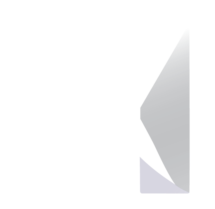 A white triangle with a shadow on a white background.