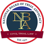 The national board of trial advocacy is a civil trial law organization.