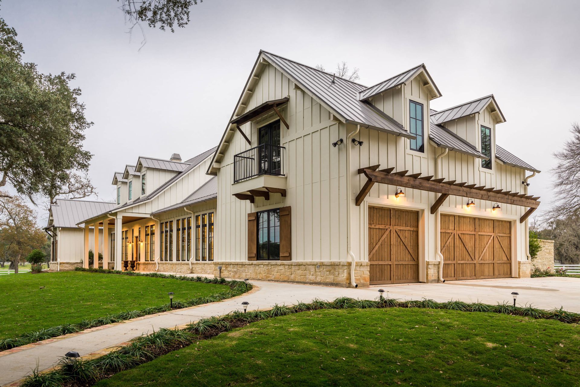 Bronze Metal Roof With Stone Siding