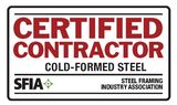 A sign that says certified contractor cold-formed steel.
