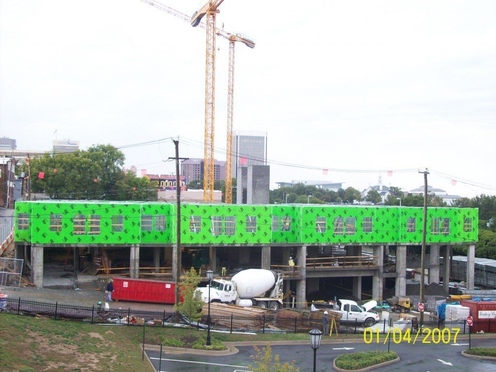 A picture of a building under construction.