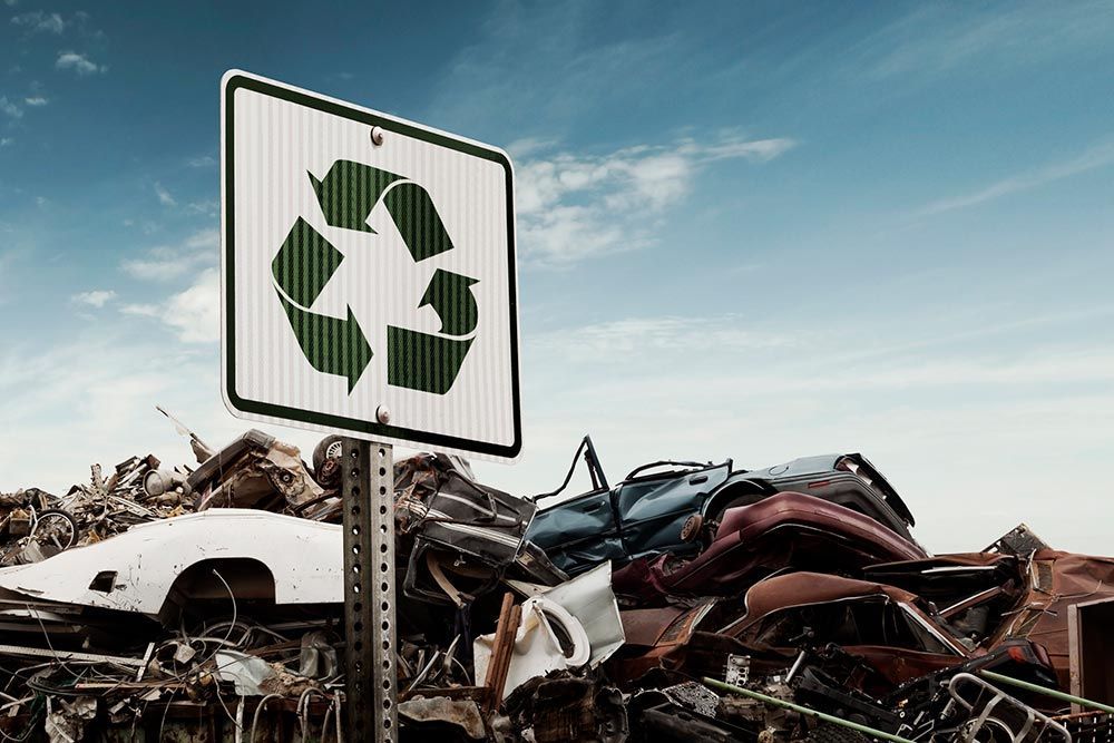 Recycling yard for scrap metal, eco-friendly waste management