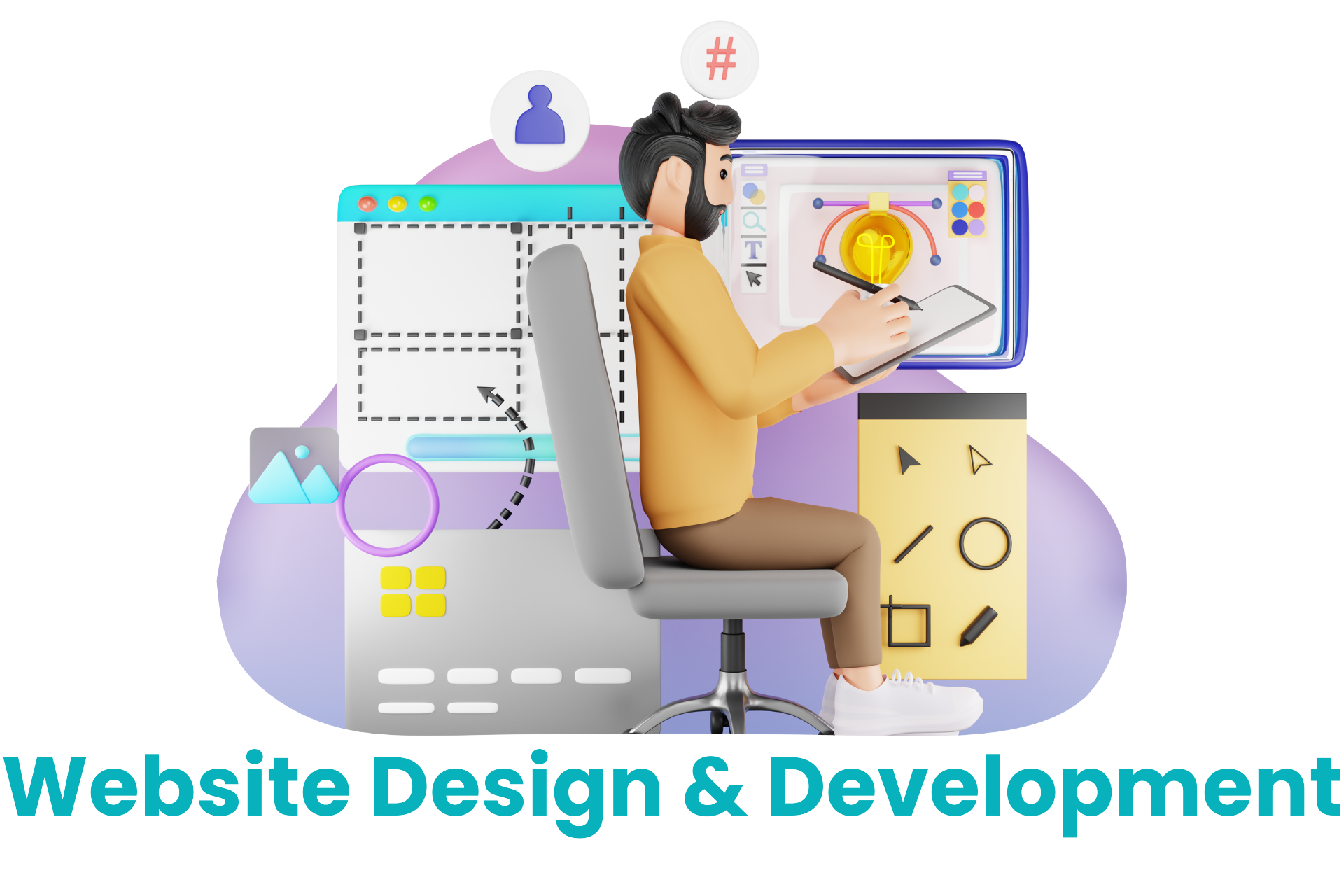 Web designer working on a website layout on a computer