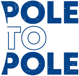 Blue text, "POLE TO POLE," with "TO" stacked in the middle.