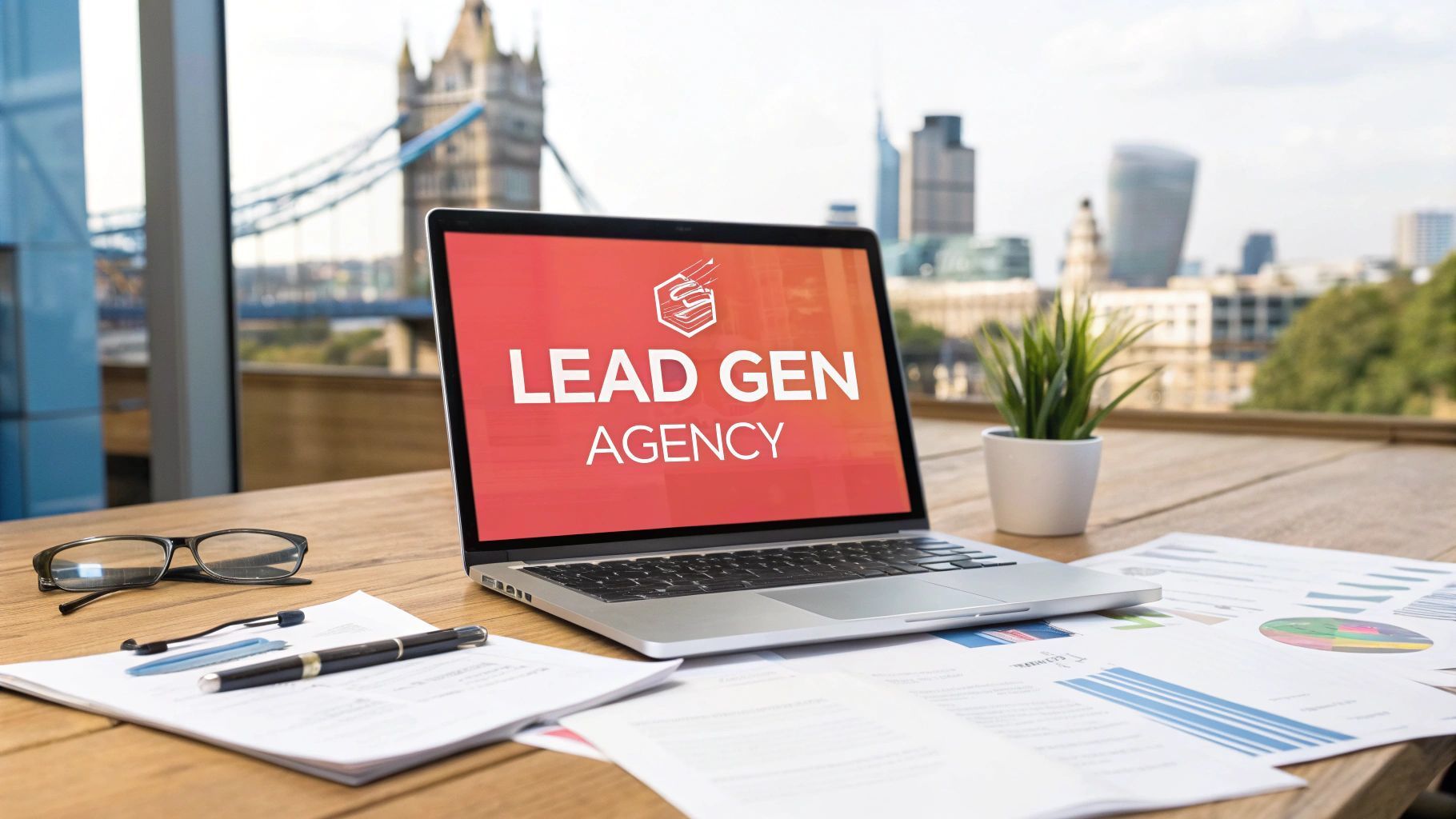 Laptop on a desk with