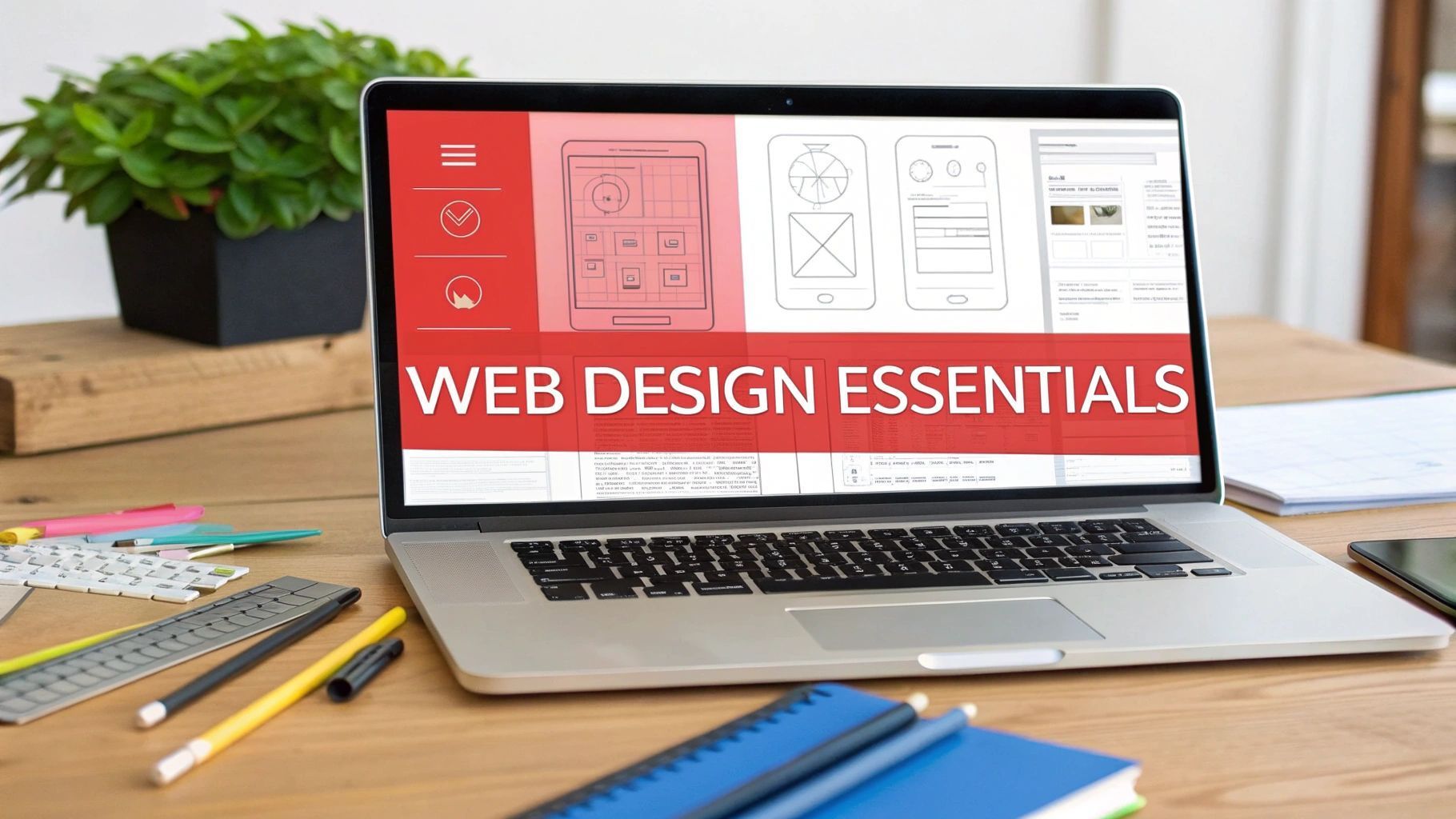 Laptop on desk displaying 