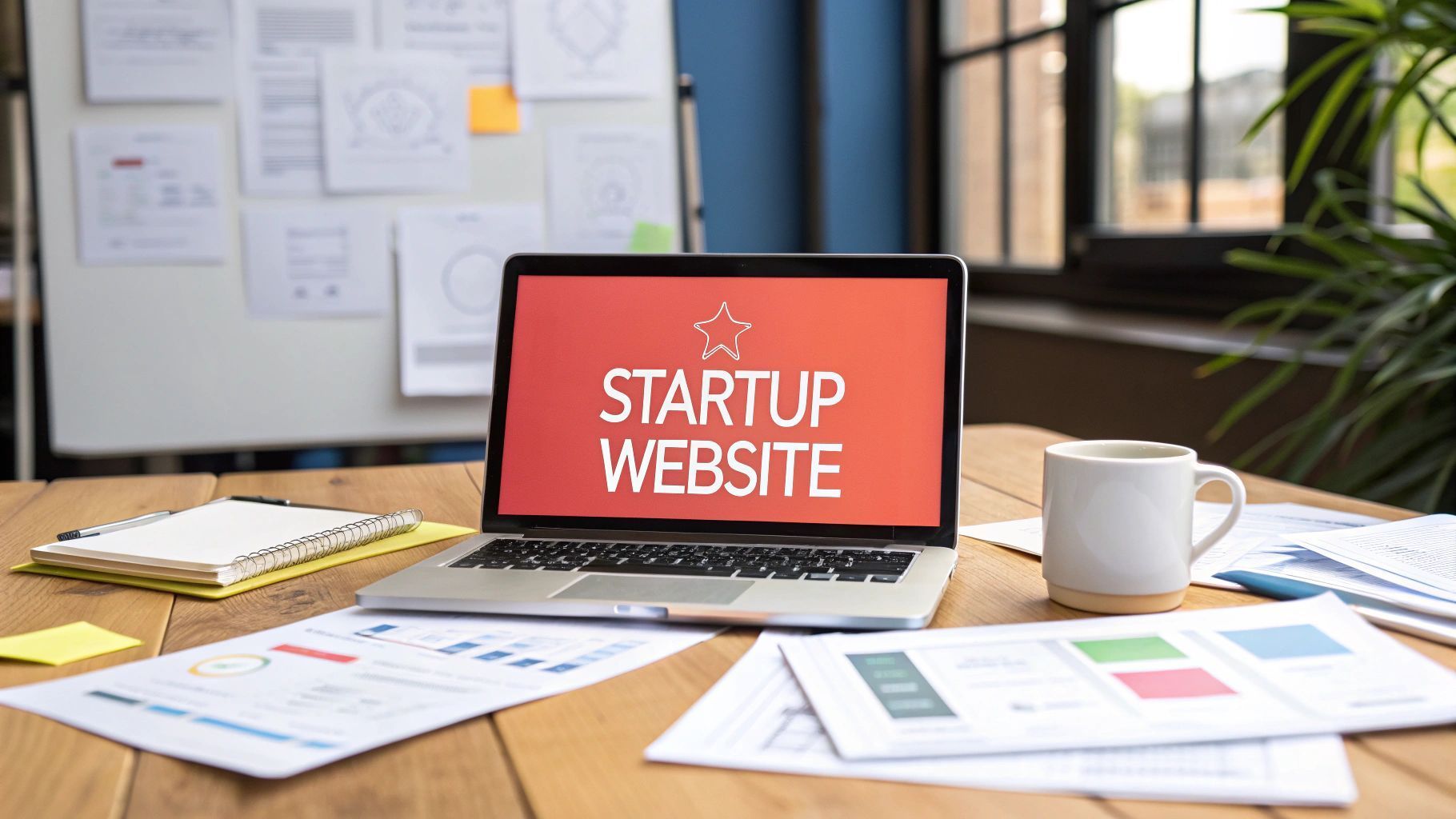 Laptop on a desk displaying 