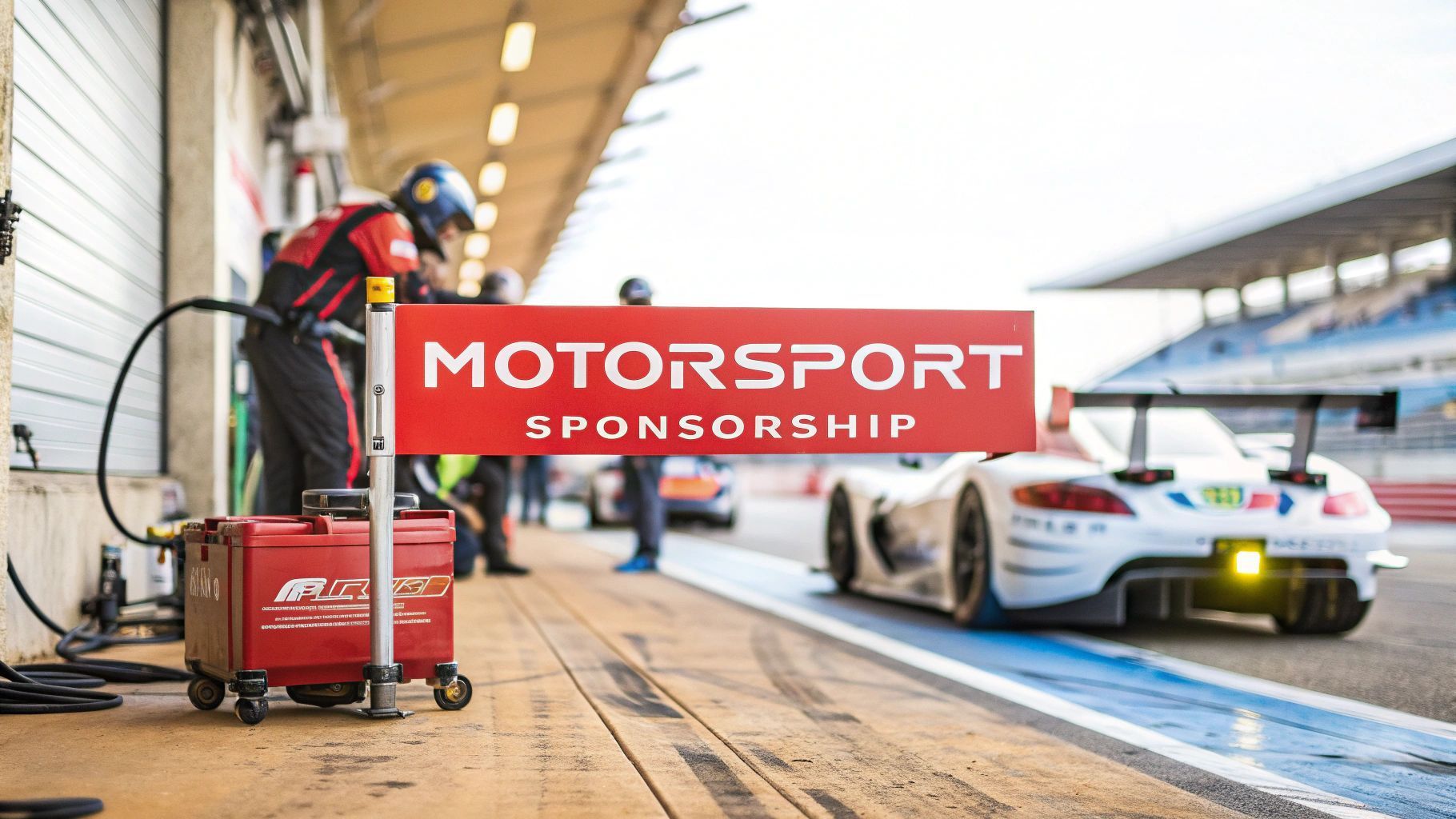 Race car pit stop with red