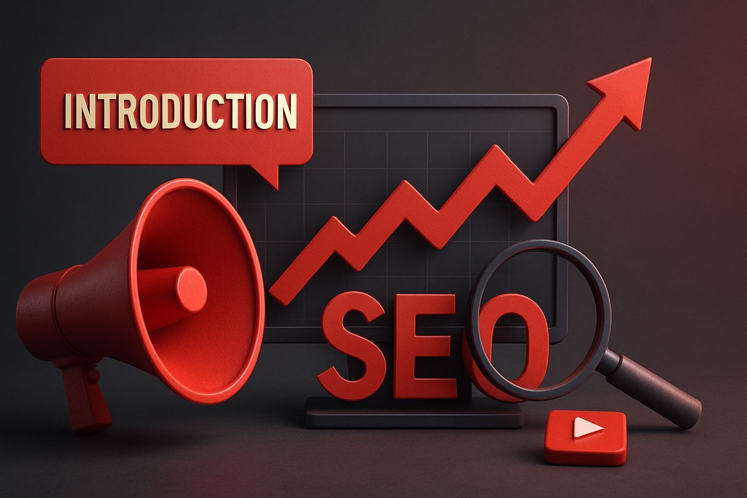 Red megaphone, speech bubble (