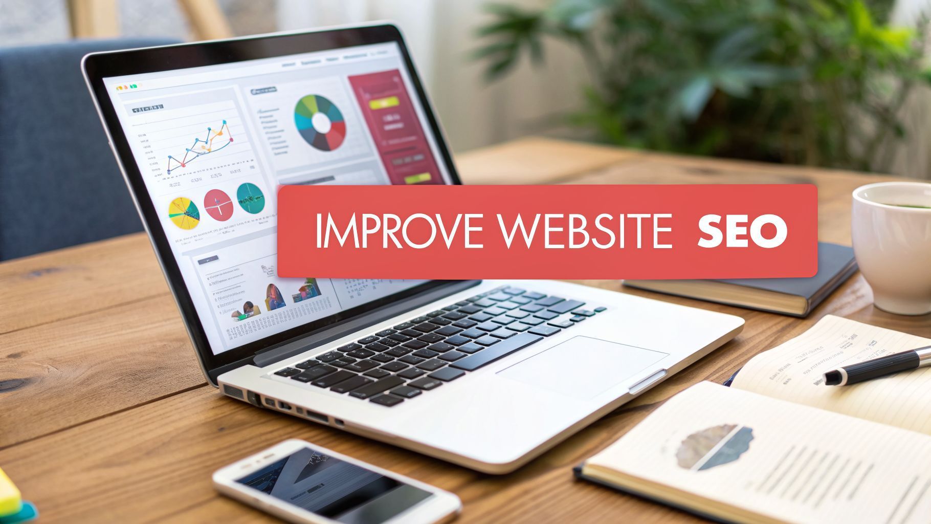 Laptop displaying graphs and 