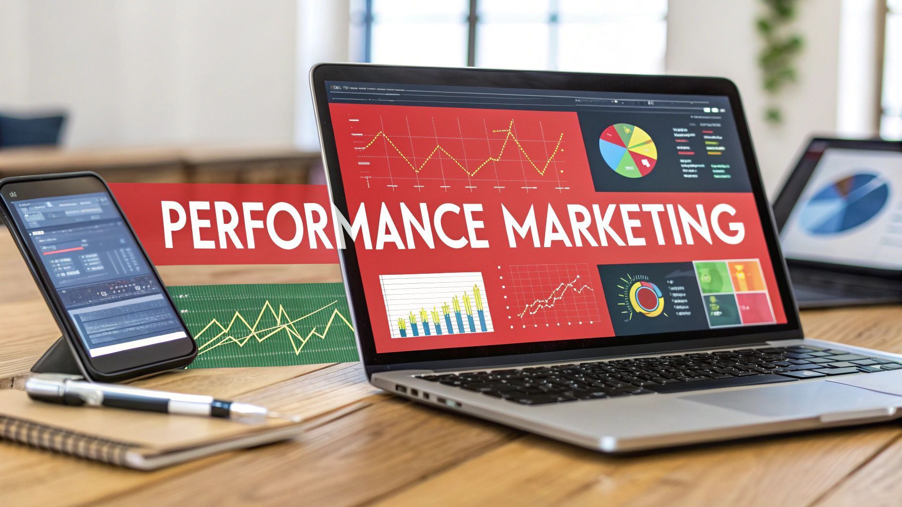 Laptop and phone displaying graphs with 