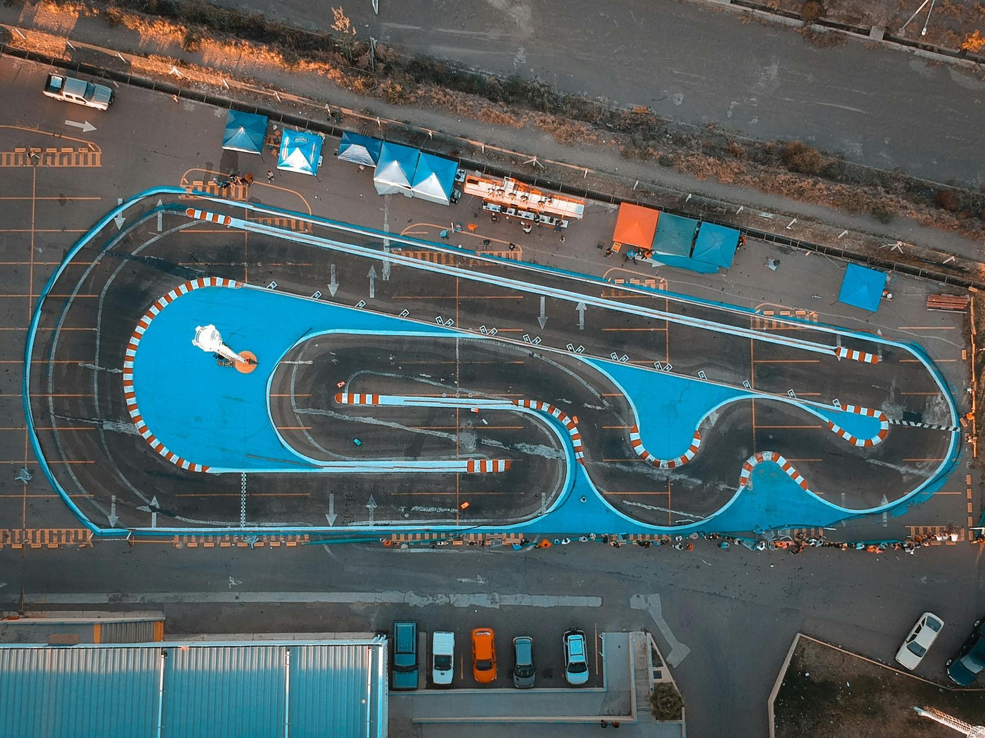 An aerial view of a race track