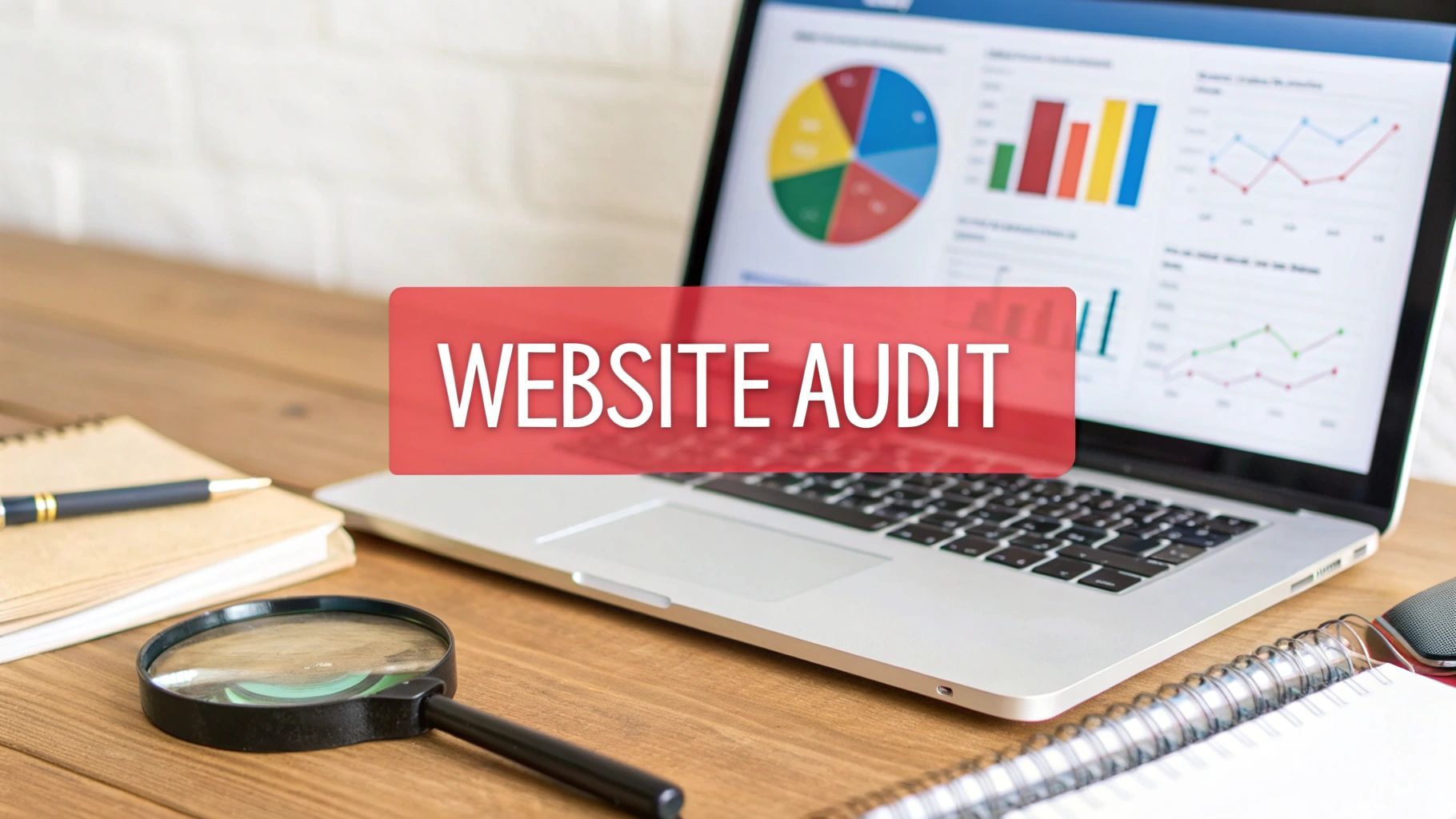 Laptop displaying website analytics with 